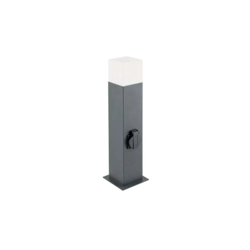 LED Gartenleuchte E27 mit Steckdose, Wegeleuchte, 50 cm Säule, IP44, graphit