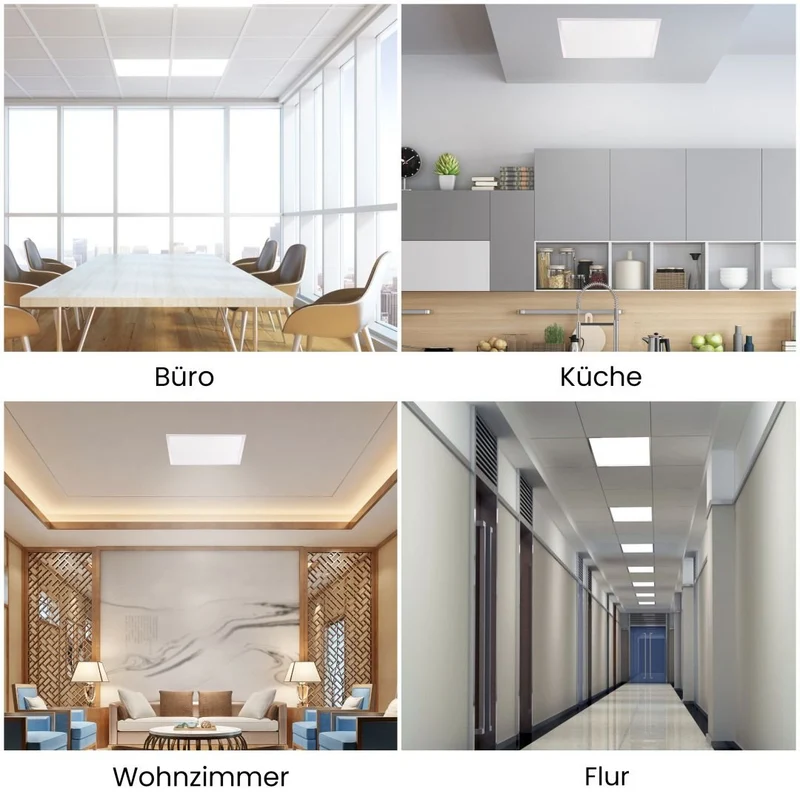 4er Pack LED Panelleuchte UGR<19, 36 W, 3.600 lm, 6000 K (kaltweiß)