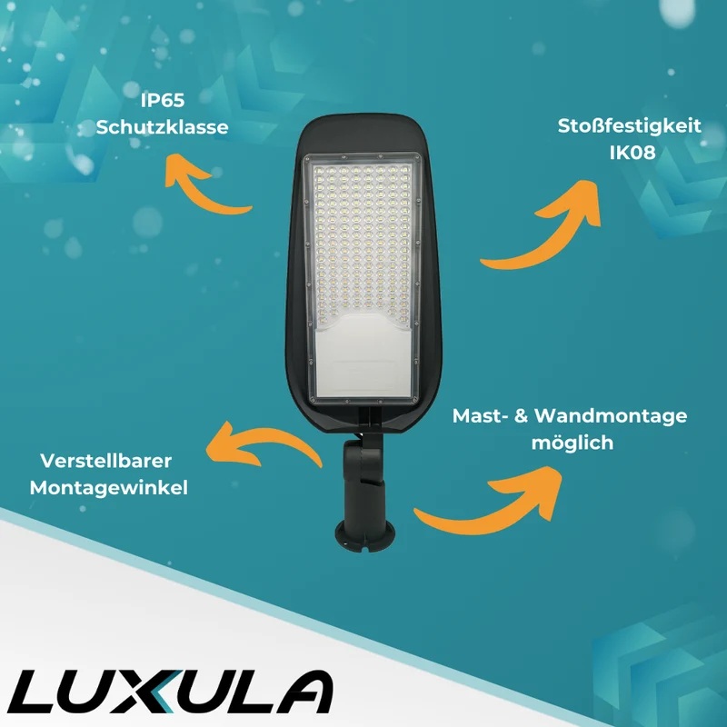 LED-Straßenleuchte, Wegeleuchte, 100 W, 11700 lm, 5000 K (neutralweiß), IP65, Ø48-60 mm
