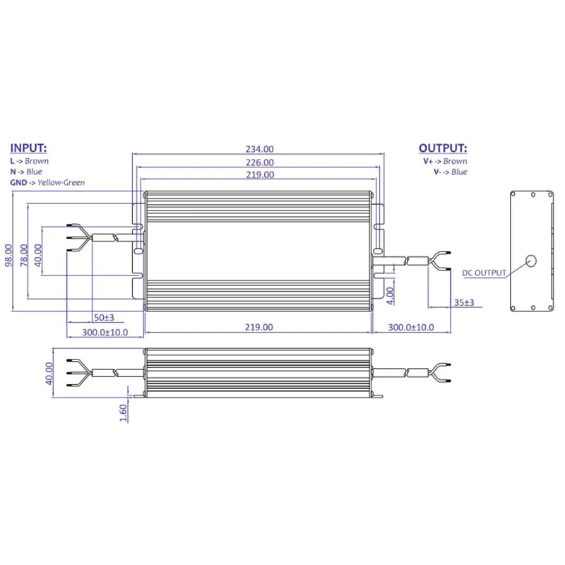 LED-Netzteil, 264 W, 12V DC, 22 A, IP67