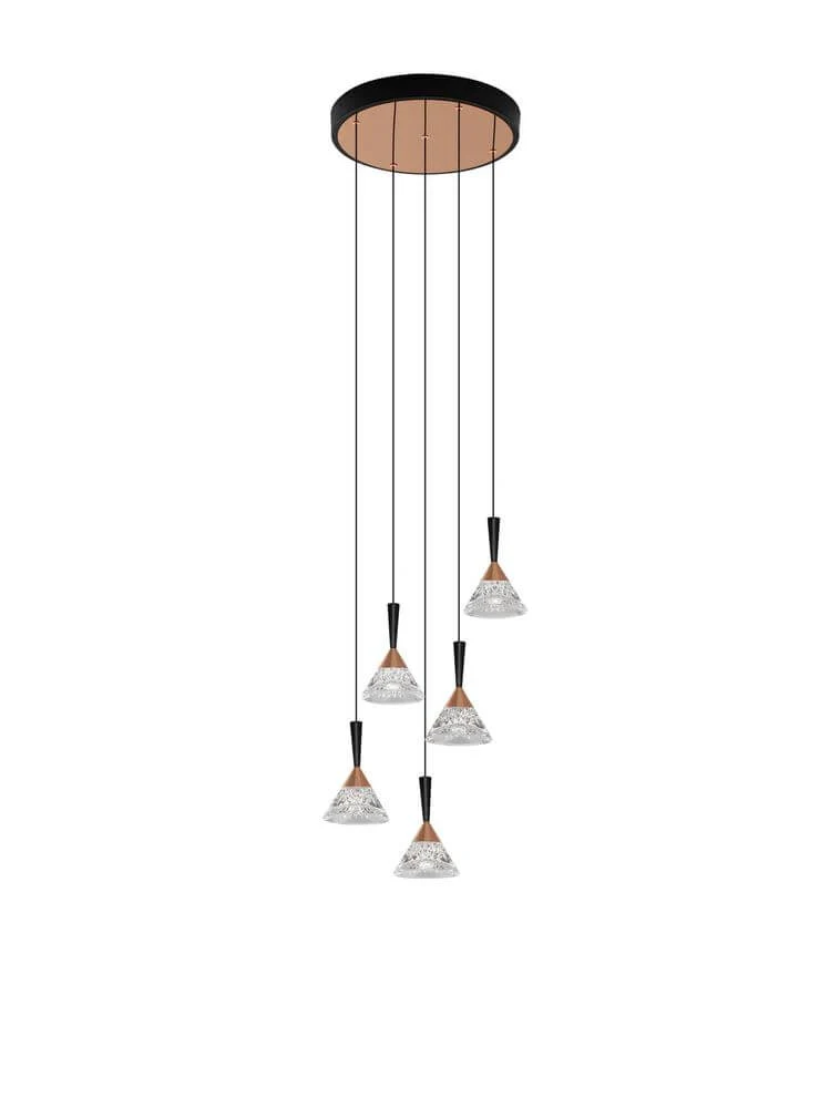 Paluz LED Pendelleuchte 5-flammig Ø 32cm 3000K Schwarz, Roségold