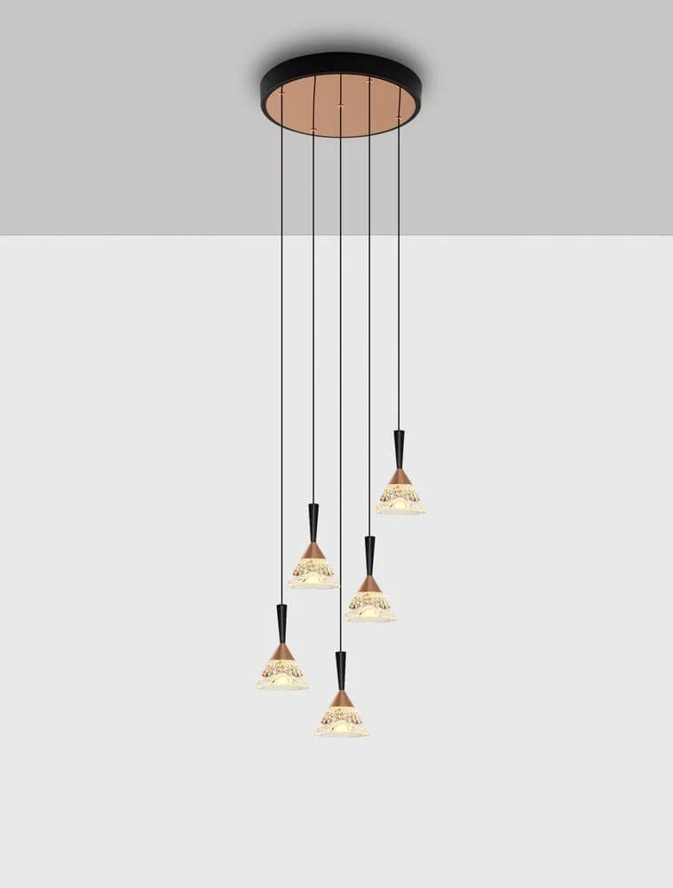 Paluz LED Pendelleuchte 5-flammig Ø 32cm 3000K Schwarz, Roségold