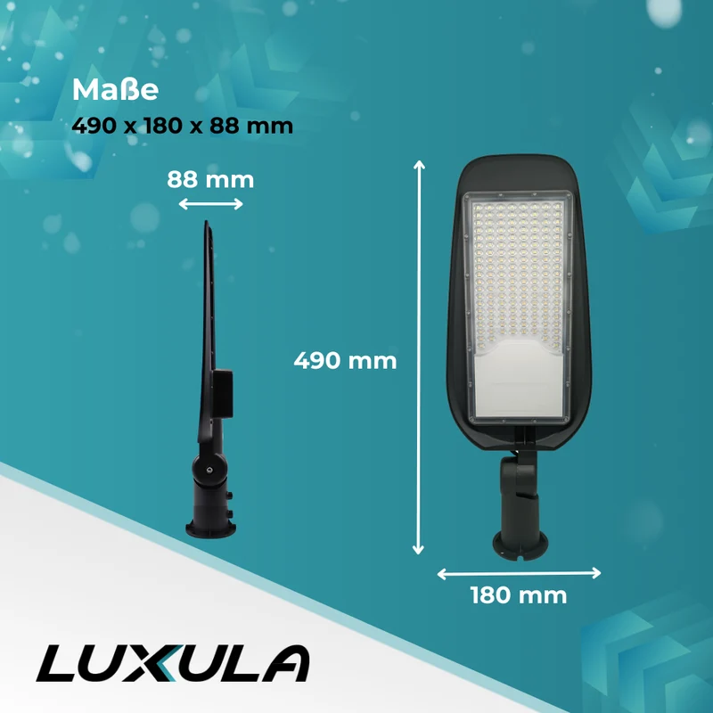 LED-Straßenleuchte, Wegeleuchte, 50 W, 5800 lm, 5000 K (neutralweiß), IP65, Ø48-60 mm
