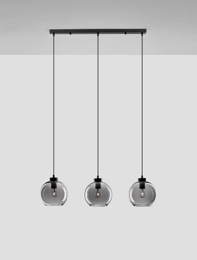 Palmer Pendelleuchte Balken 70cm 3-flammig Schwarz, Rauch