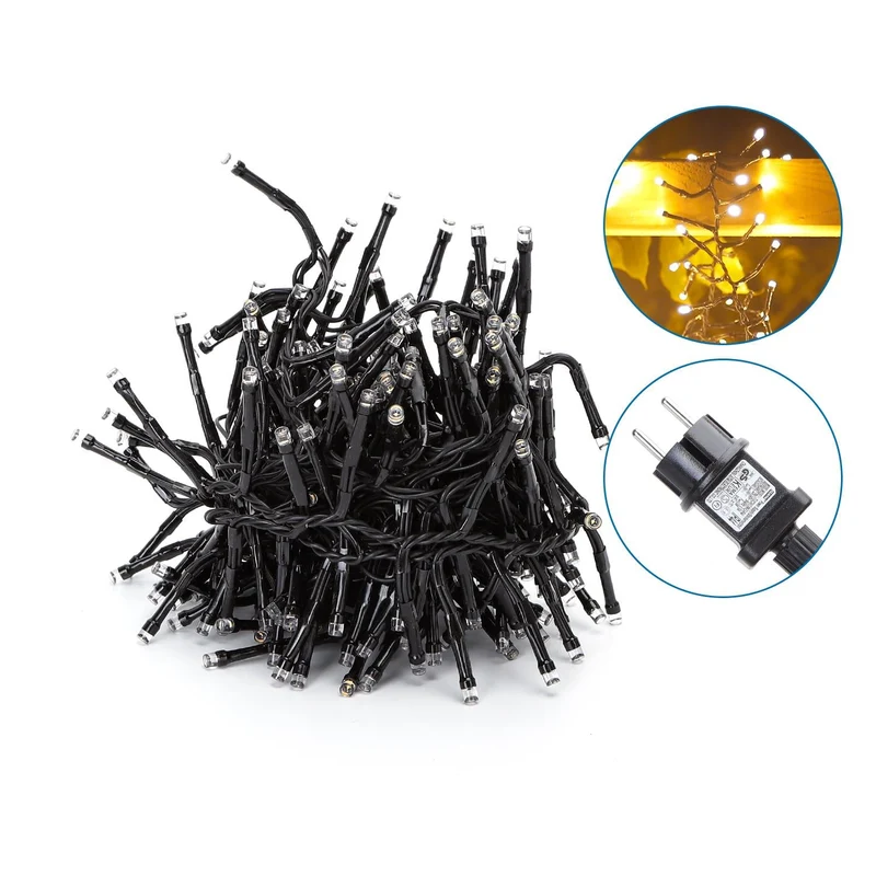 LED-Cluster-Lichterkette, 250er, warmweiß, 10 m