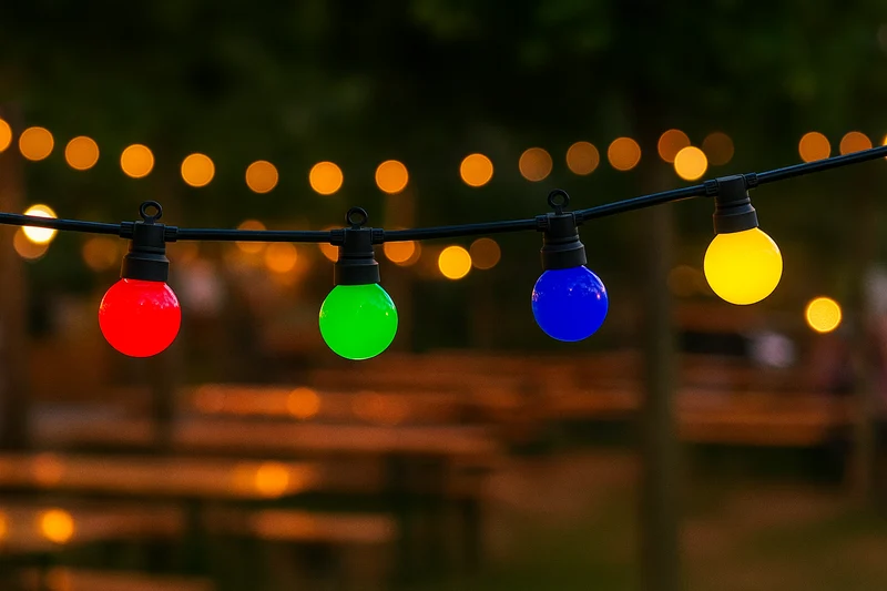 LED-Lichterkette, inkl 20 Leuchtmittel, bunt, 13 m, schwarz, mit Aufhängung