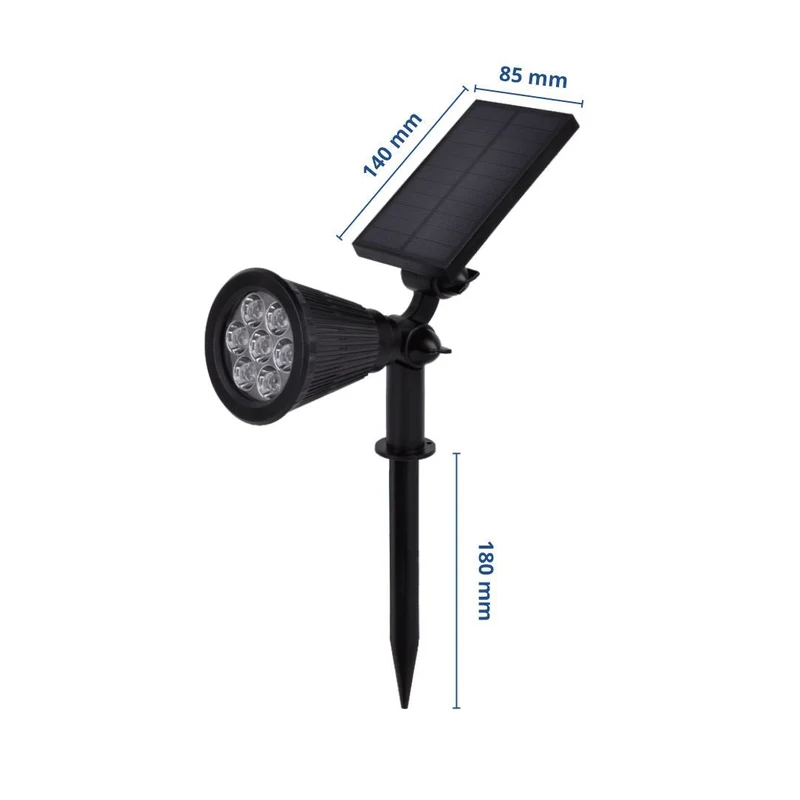 LED Solar-Gartenspot, mit Spieß, 1,5 W, 6000 K, schwarz