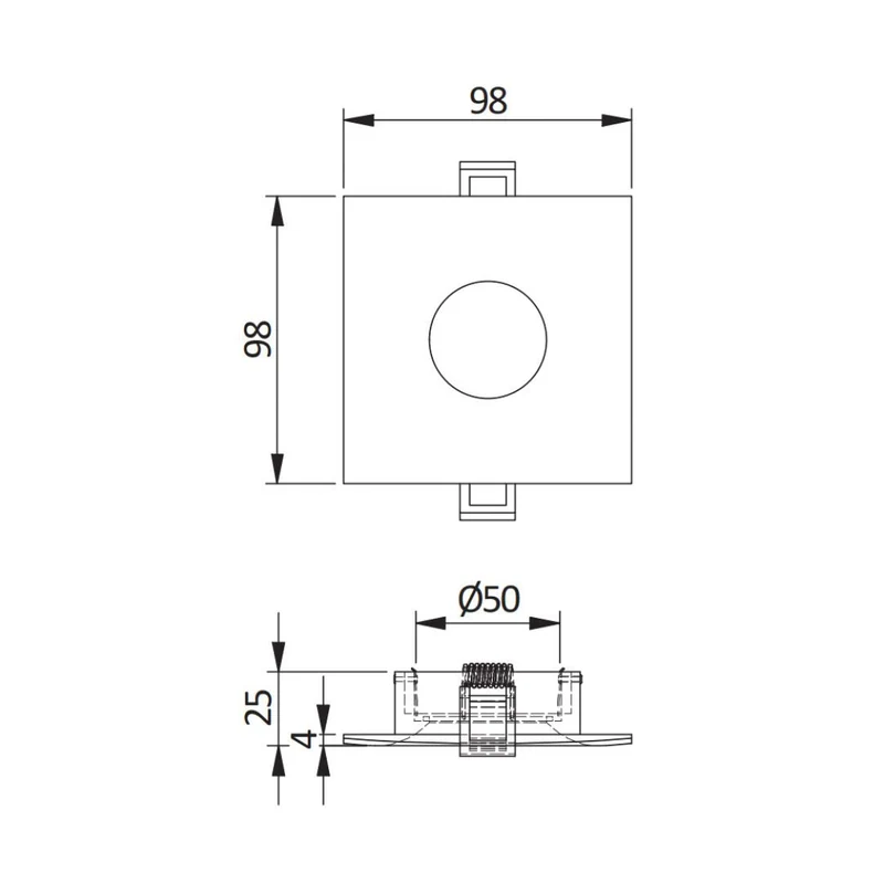 Einbauring für GU10/MR16 Leuchtmittel, IP54, weiß, quadratisch