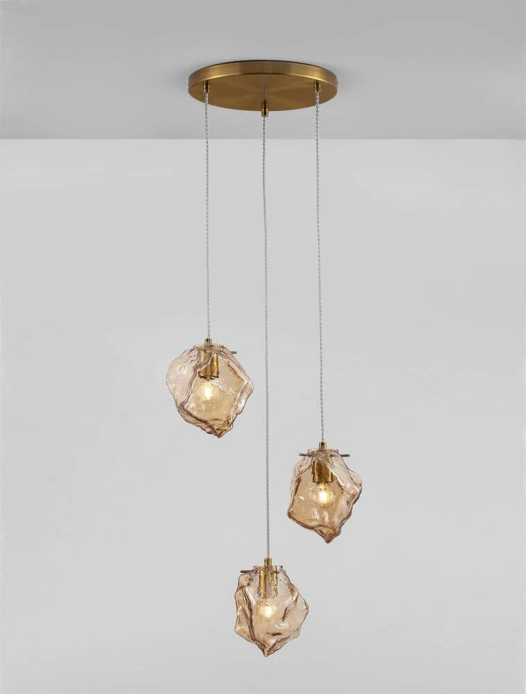 Odelle Pendelleuchte 3-flammig Ø 40cm Gold, Bernstein