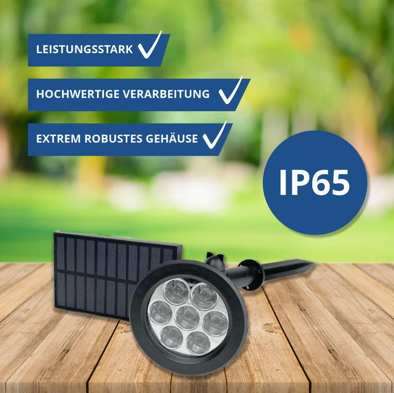 2er-Pack LED Solar-Gartenspot, mit Spieß, 1,5 W, 6000 K, schwarz