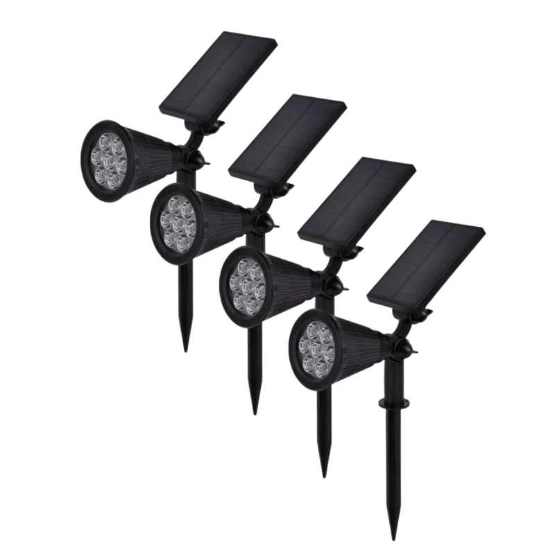 4er-Pack LED Solar-Gartenspot, mit Spieß, 1,5 W, 6000 K, schwarz
