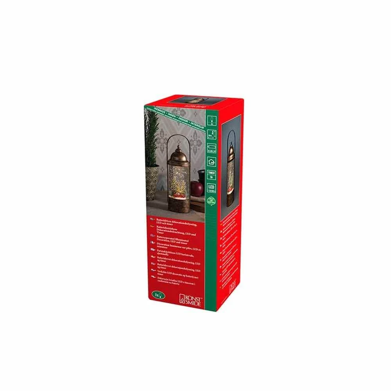 LED Wasserlaterne mit Weihnachtsbäumen und Auto mit 5h Timer Gold
