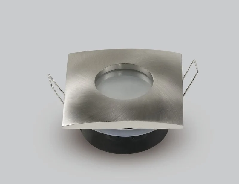 Einbaurahmen für GU10- /MR16-Leuchtmittel, Alu, IP65, eckig, Satin Nickel