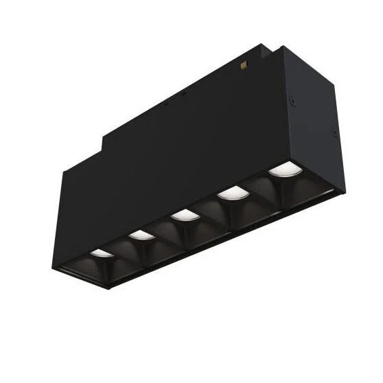 LED-Schienenleuchte, 5 Spots, magnetisch, 10 W, 24°, 800 lm, 3000 K, schwarz
