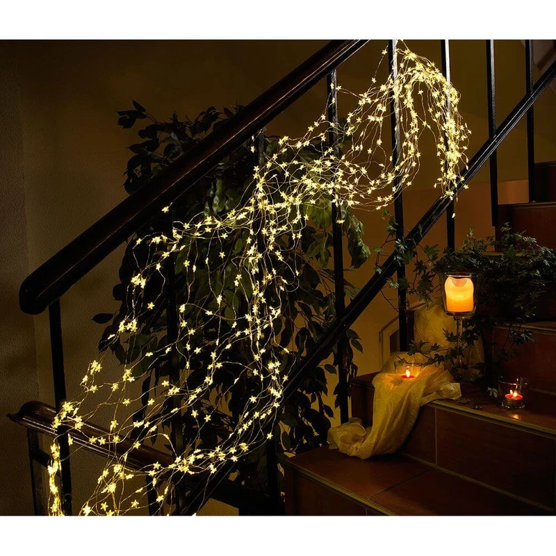 LED Sternenlametta 10 Stränge mit 9 Dioden 90 Warmweiße Dioden
