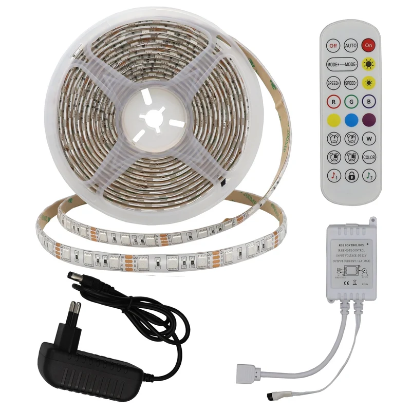 LED-Leuchtstreifen Set, RGB, 12 V, Netzteil + Fernbedienung, IP54