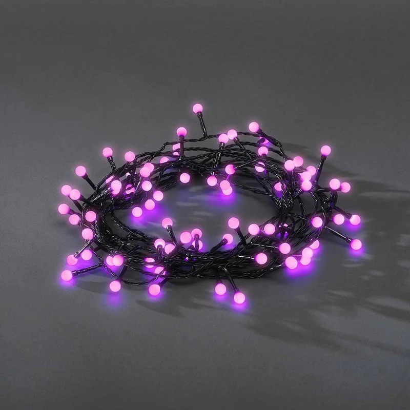 LED Globelichterkette runde Dioden 80 purpurfarbene Dioden IP44