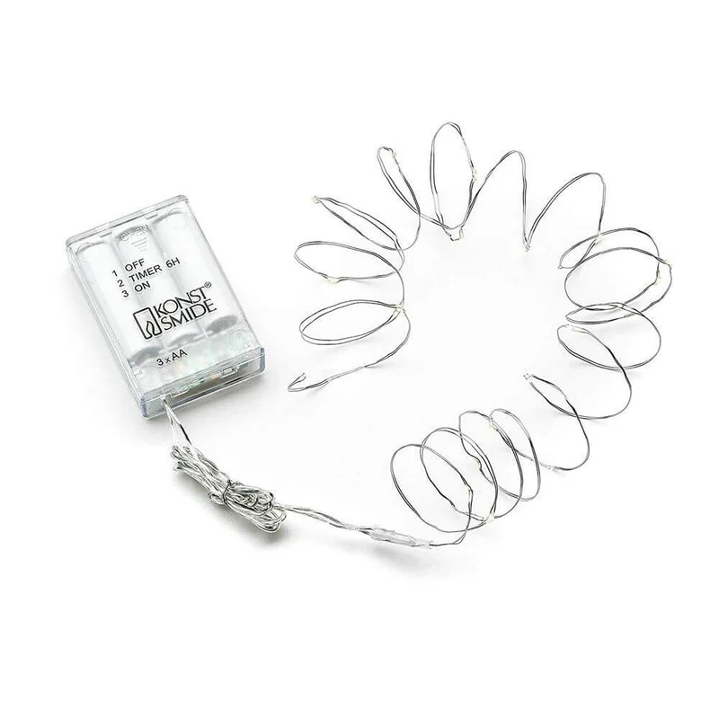 2,4m Micro LED Lichterkette Timer 20 warmweiße Dioden batteriebetrieben Innen