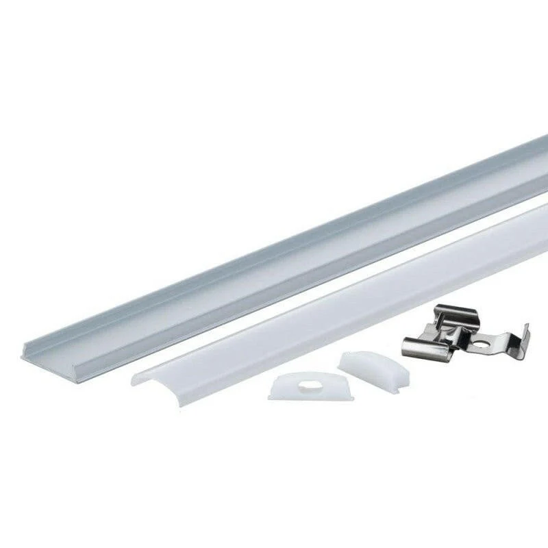 Aluprofil-Set, für LED-Streifen, flexibel, Aufbau, mit Diffusor und Clips, 1m