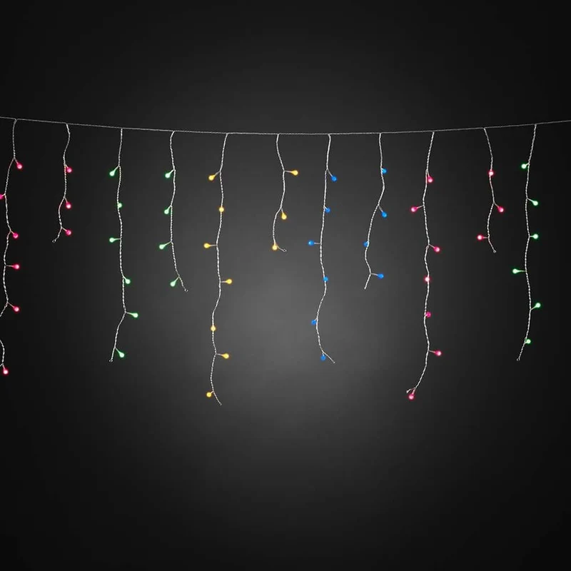 LED Eisregen Lichtervorhang mit bunten Globes 200 bunte Dioden IP44