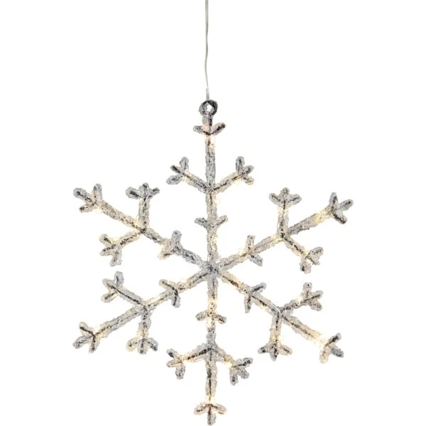 Schöne dekorative Schneeflocke in warmweiß, 3 x AA Batterie, 27 cm Durchmesser