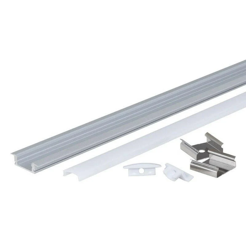Aluprofil-Set, für LED-Streifen, Einbau, mit Diffusor und Clips, 1m