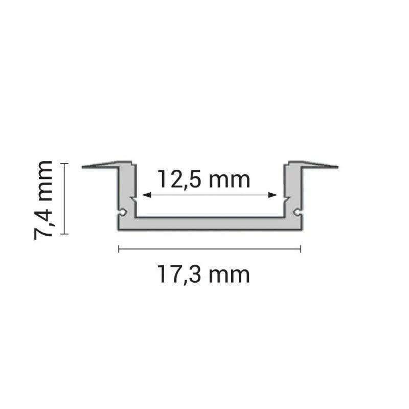Aluprofil-Set, für LED-Streifen, Einbau, mit Diffusor und Clips, 1m