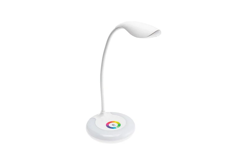 LED Schreibtischlampe, 5W, 240lm, RGB Sockel-Licht, USB-Ladefunktion, weiß