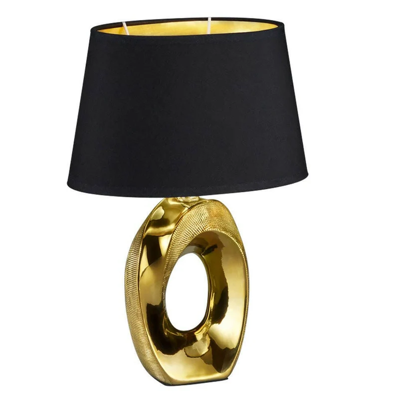 Design Tischleuchte, Keramik, gold-schwarz, H 33 cm, TABA