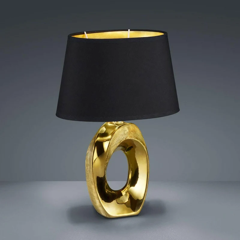 Design Tischleuchte, Keramik, gold-schwarz, H 33 cm, TABA