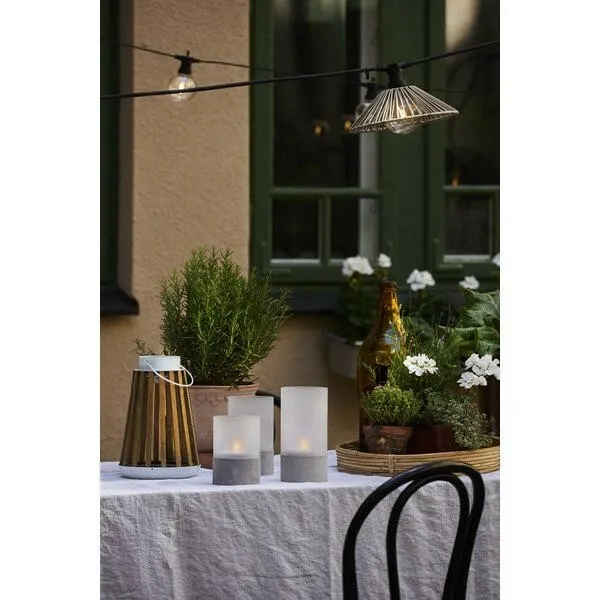 Dekorative LED Solar-Laterne "Catania" aus Holz und Metall