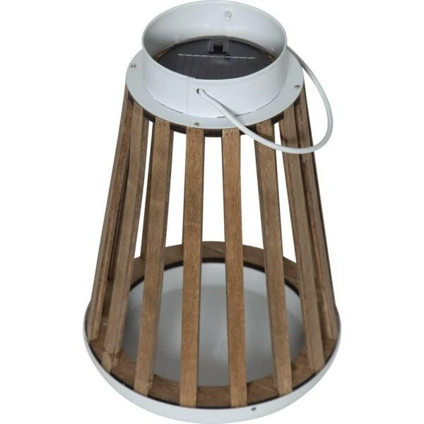 Dekorative LED Solar-Laterne "Catania" aus Holz und Metall