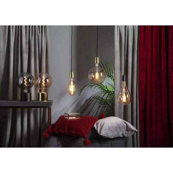 Dekorative, dimmbare LED Leuchte im industrial Design mit Smokey-Glas
