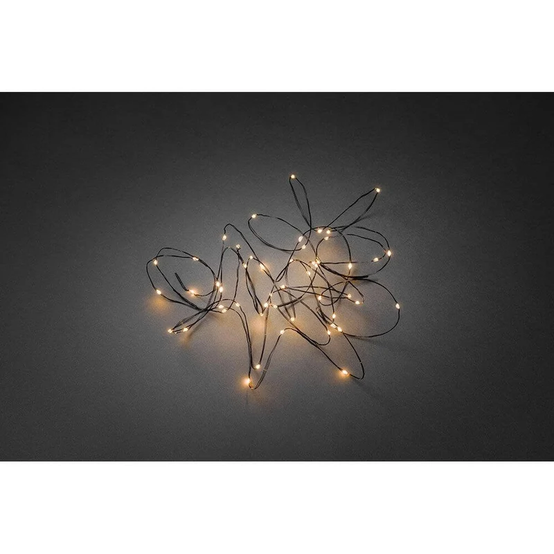 LED Tropfenlichterkette 50 bernsteinfarbene Dioden schwarzer Draht