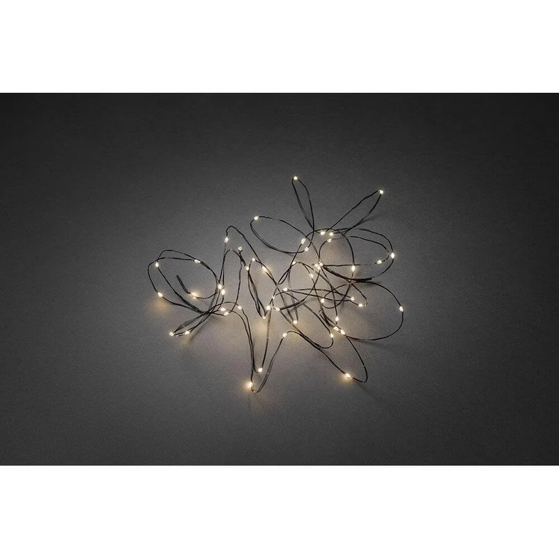 LED Tropfenlichterkette 50 Warmweiße Dioden schwarzer Draht