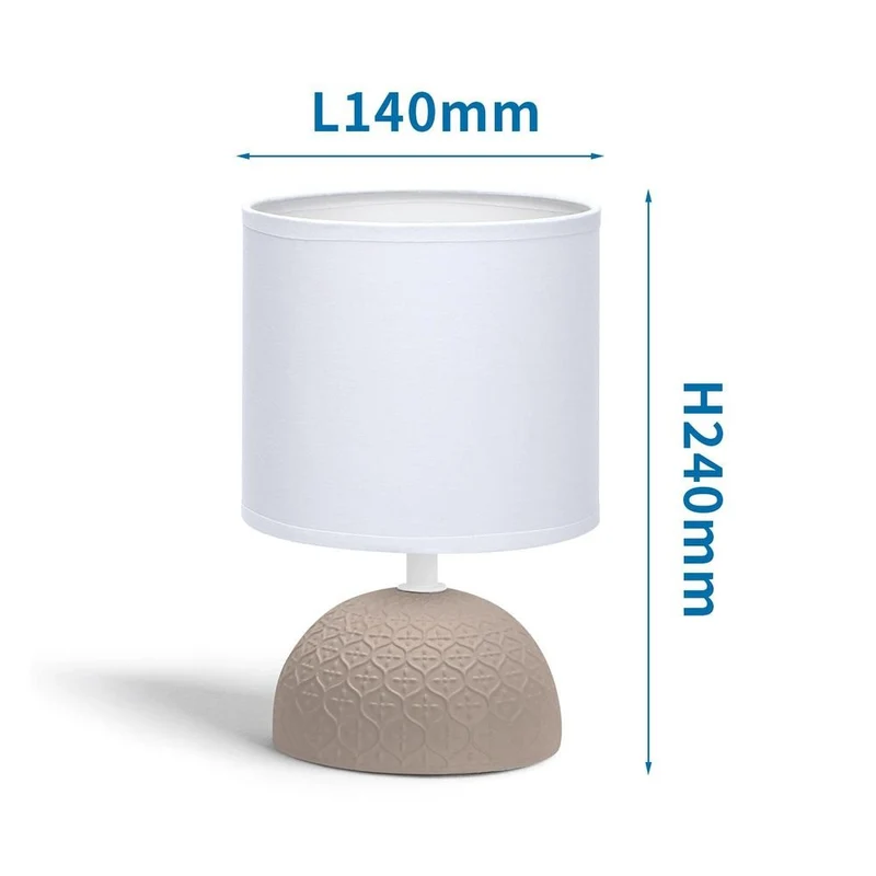 Klassische braune Tischlampe aus Keramik mit weißem Stoffschirm