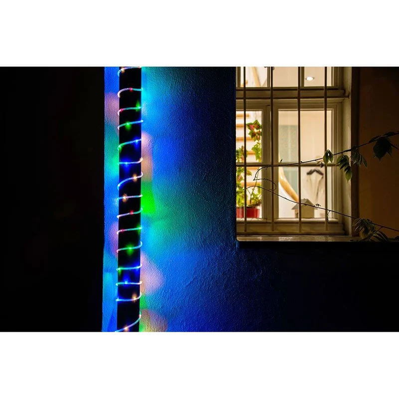 LED Mini Lichterschlauch 5m mit Lichtsensor Timer 65 bunte Dioden batteriebetrieben IP44