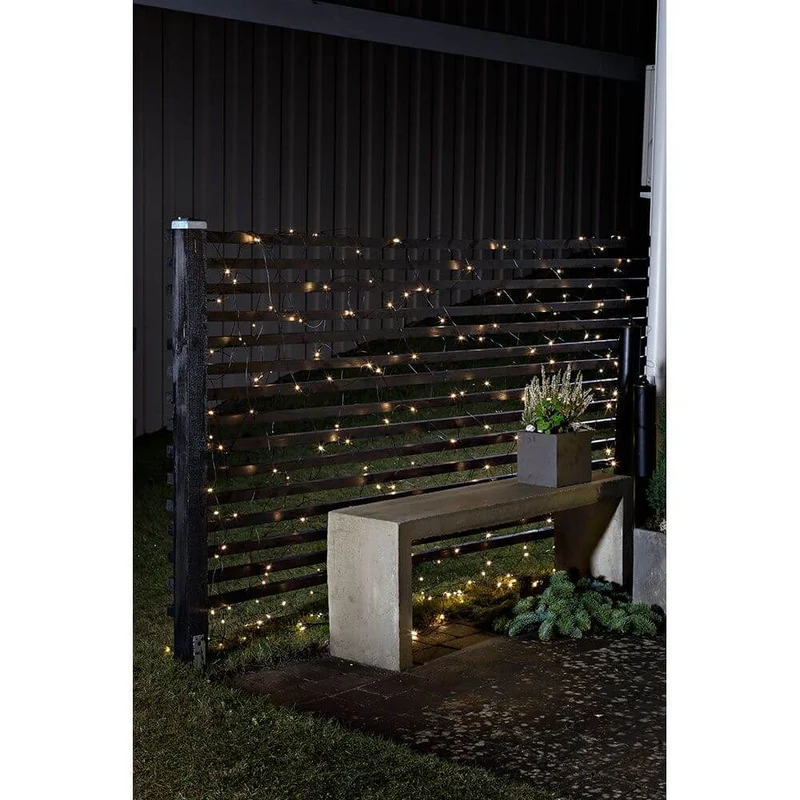 LED Lichternetz mit Timer und Multifunktion 240 Warmweiße Dioden batteriebetrieben IP44