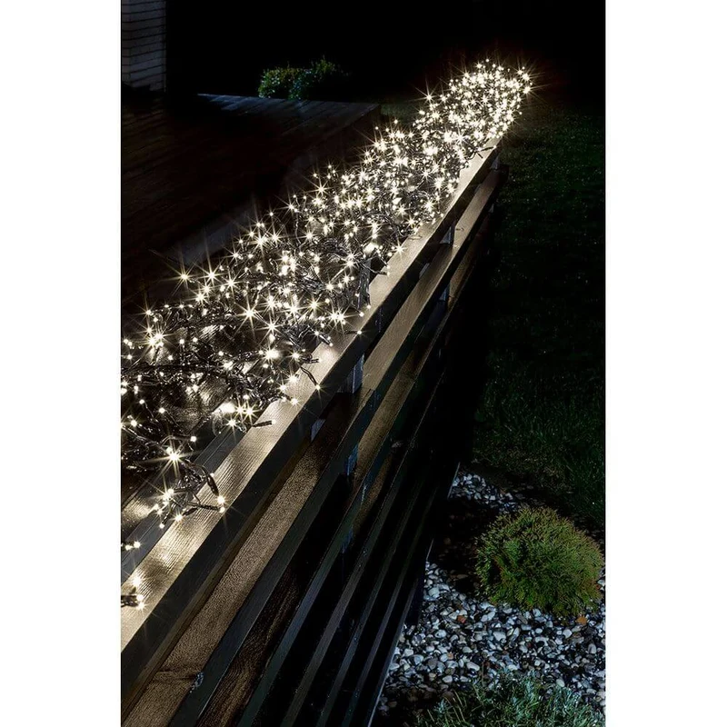 7,7m Micro LED Büschelllichterkette Cluster mit 8 Funktionen 768 Warmweiße Dioden IP44