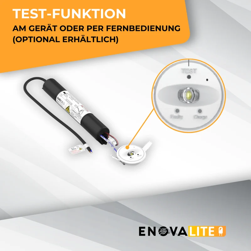LED-Notstrom Downlight mit Notstromakku 3h, TEST-Funktion, Dauer- & Notbetrieb