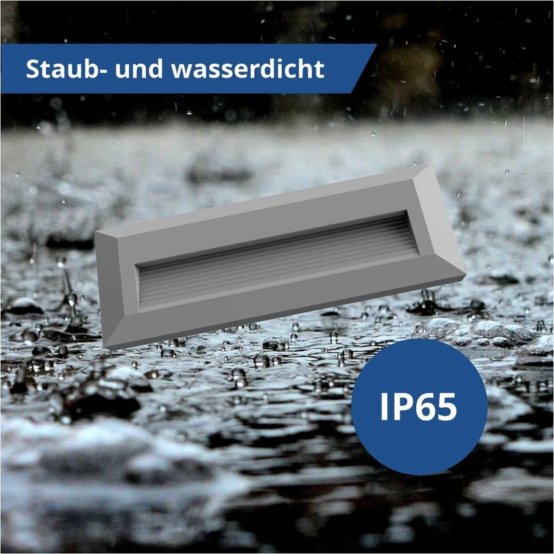 LED Stufenleuchte, 3 W, 100 lm, IP65, warmweiß (3000K), grau, rechteckig