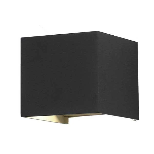 LED Außenwandleuchte, würfelförmig, schwarz, 6W, 3000K (warmweiß)