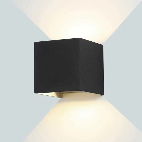 LED Außenwandleuchte, würfelförmig, schwarz, 6W, 3000K (warmweiß)