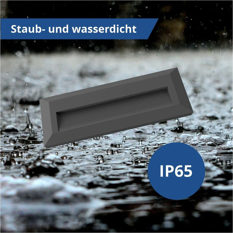 LED Stufenleuchte, 3 W, 100 lm, IP65, neutralweiß (4200K), schwarz, rechteckig
