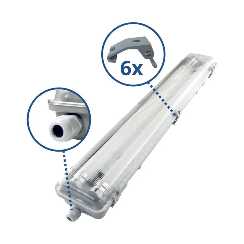 LED-Wannenleuchte, 18 W, 1600 lm, 4500 K, 68,0 cm, IP65, 2 flammig