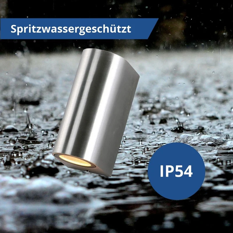 LED Wandleuchte, Aluminium, silber poliert, IP54, 2xGU10, AC220-240V