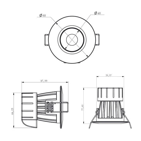LED-Downlight CCT, 8 W, 600 lm, IP65, Feuerbeständig