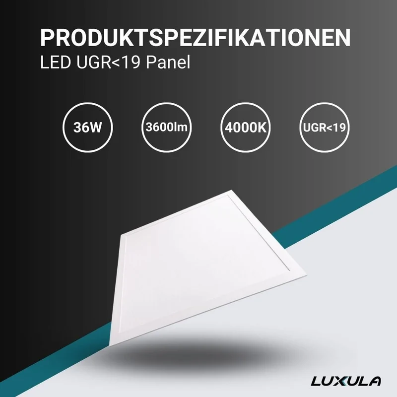 2er Pack LED Panel, 62x62 cm, UGR<19, 36W, 3600lm, 4000K