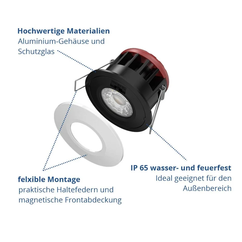 LED-Downlight, 10 W, 750lm, Feuerbeständig, 3000K, 4500K, 6000K