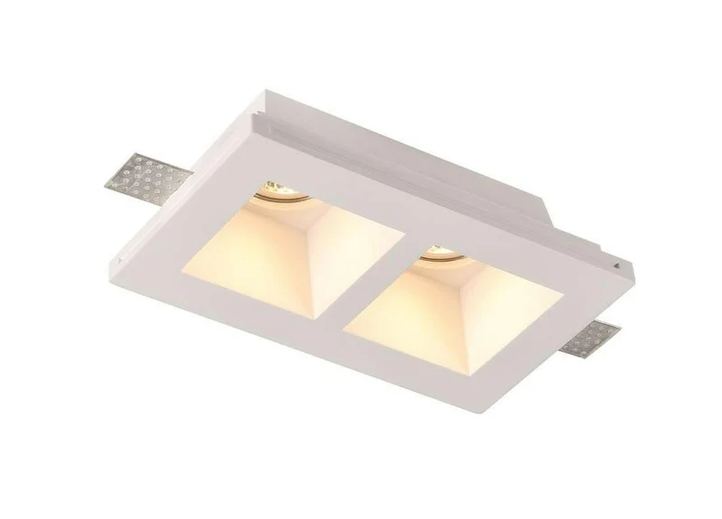 Deckeneinbaustrahler Trimless mit 2 Spots für GU10- /MR16-Leuchtmittel, tiefliegende Fassung, weiß